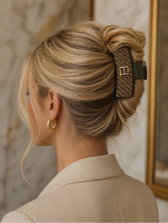 Brown & Gold FF Logo Hair Clip main image 5